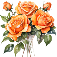 ai généré Orange des roses sur transparent Contexte png