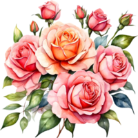 AI generated watercolor rose wreath png