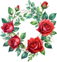 ai generado acuarela rojo rosas png