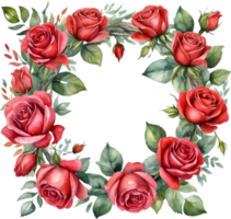 AI generated watercolor red roses png