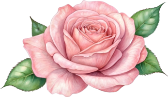 AI generated watercolor pink rose clipart png