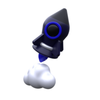 Unique Flying space rocket 3D rendering icon illustration simple.Realistic illustration. png