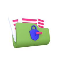 Unique Green Folder padlock key password modern 3D rendering icon illustration simple.Realistic  illustration. png