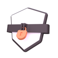 Unique Shield cyber security 3D rendering icon illustration simple.Realistic illustration. png