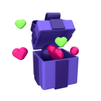 Unique Surprise gift box open objects 3D rendering icon illustration simple.Realistic illustration. png