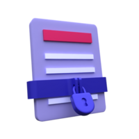 Unique Document security lock 3D rendering icon illustration simple.Realistic illustration. png