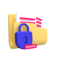 Unique Folder padlock key password modern 3D rendering icon illustration simple.Realistic illustration. png