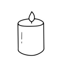 Candle doodle sketch. Vector burning candle isolated on white