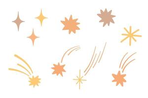 Cute shooting stars set in bohemian style. vector