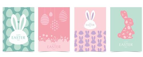 Collection of easter background set with rabbit and egg in silhouette style Editable vector illustration for A4 vertical postcard