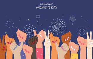 woman international day background with hand and flower for horizontal size design vector