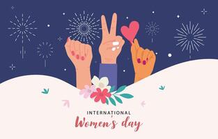 woman international day background with hand and flower for horizontal size design vector