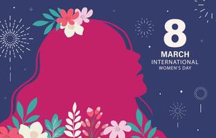 woman international day background with face and flower for horizontal size design vector