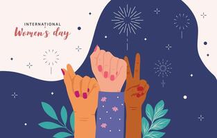 woman international day background with hand and flower for horizontal size design vector