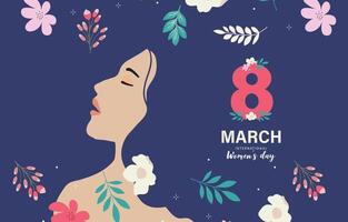 woman international day background with face and flower for horizontal size design vector