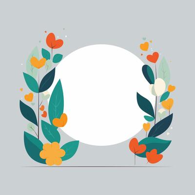 Vector circle frame Flat floral background