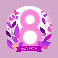 International women's day. Greeting card. Floral flat vector illustration