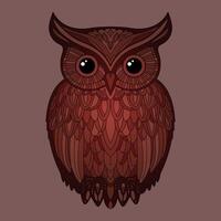 Colored detailed owl. Hand draw vector illustration