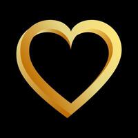 Golden heart on a black background. Design element. Vector illustration