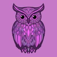 Colored detailed owl. Hand draw vector illustration