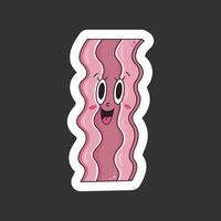 Funny bacon sticker with a smile. vector