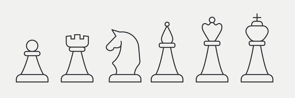 Chess piece line icon set. Figures of Game, strategy, play for thinking. Vector illustration, isolated