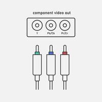 componente vídeo fuera y rca conectores línea icono. cable puerto. vector