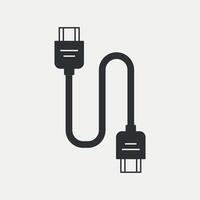 Electricity cord, USB cable, jack cord. HDMI connecter line icon. Vector illustration