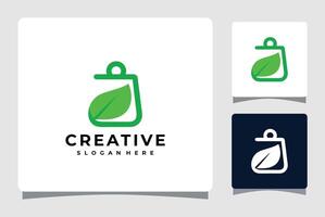 shopping bag with leaves Logo Design Inspiration vector