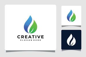 Water And Leaf Eco Water Drop Symbol Logo Design Template vector
