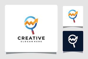 finance with arrow and magnifying glass logo design vector