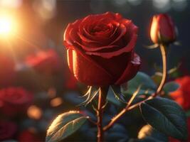 AI generated Red Rose Wallpaper photo