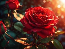 AI generated Red Rose Wallpaper photo