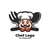 Chef head with spoon and fork cartoon illustration vector