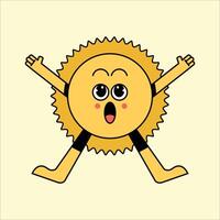 Happy sun mascot logo character cartoon vector icon illustration