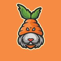 Rabbit and carrot hat mascot logo vector illustration