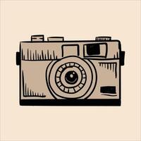 Hand drawn old camera cartoon illustration vector