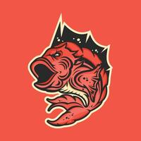 Red fish mascot logo vector illustration