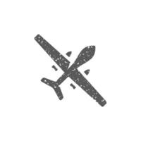 Unmanned aerial vehicle icon in grunge texture vector illustration