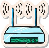 Hand drawn Router icon in sticker style vector illustration