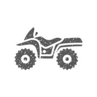 All terrain vehicle icon in grunge texture vector illustration