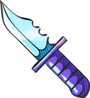 Knife icon in color drawing. Weapon assault battle danger dagger vector