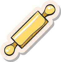 Hand drawn Wooden roller icon in sticker style vector illustration