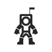 Astronaut icon in thick outline style. Black and white monochrome vector illustration.