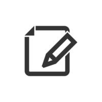 Document edit icon in thick outline style. Black and white monochrome vector illustration.