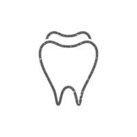 diente icono en grunge textura vector ilustración