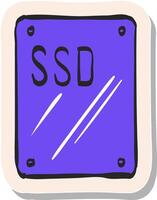 Hand drawn sticker style icon Solid state drive vector