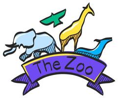 Zoo gate icon in hand drawn color vector illustration