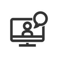 Webinar icon in thick outline style. Black and white monochrome vector illustration.