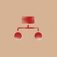 Hierarchy halftone style icon with grunge background vector illustration